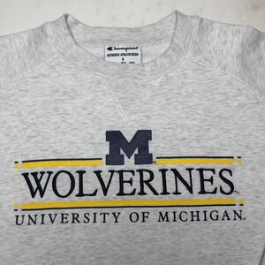 Champion Michigan Wolverines Sweatshirt Women Small Gray Excellent Raglan Crew